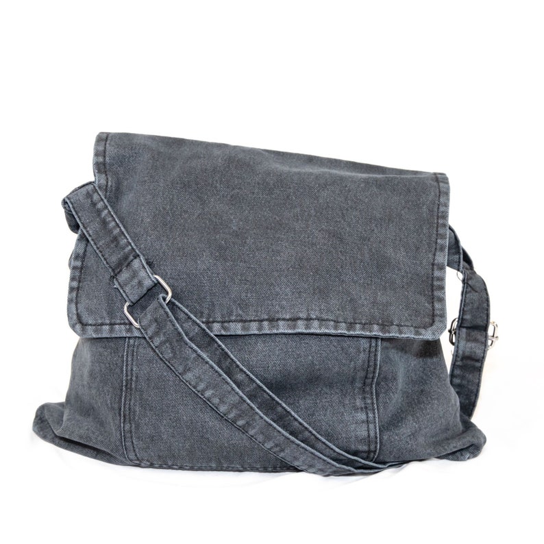 Denim Messenger Bag Etsy
