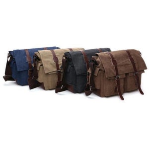 Canvas crossbody messenger bag water resistant Waxed cotton canvas