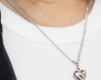 Collier coeur en acier inoxydable