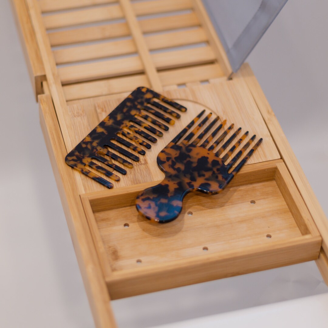 Wide Tooth Wet Hair Comb Resin Handmade Square Comb Etsy