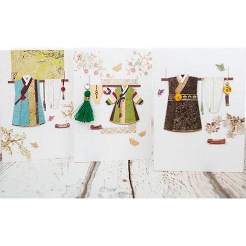  Silk Hanbok  6 Piece Card Set ft1035 Etsy