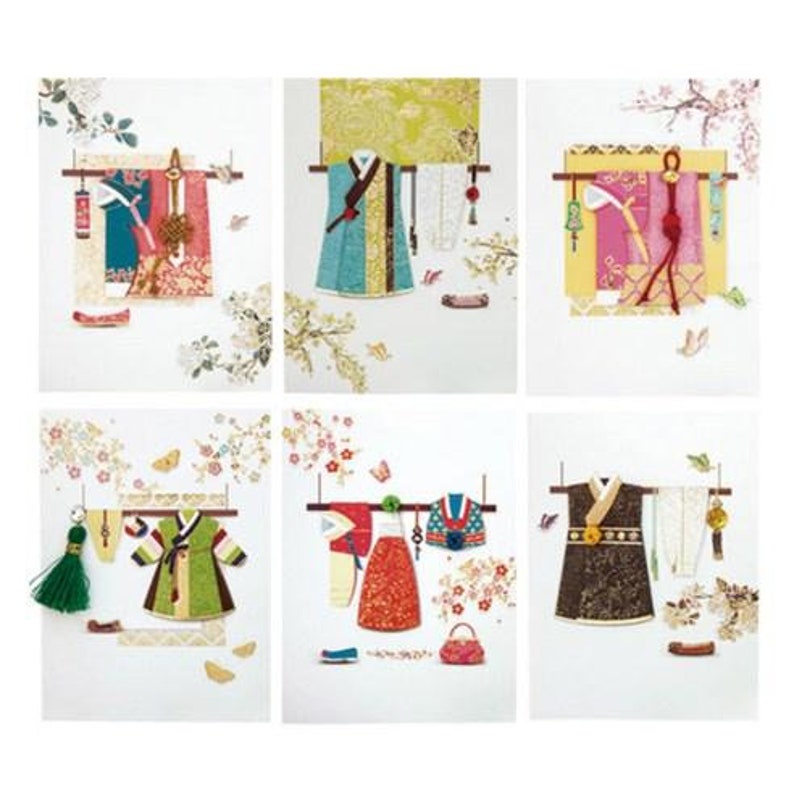 Silk Hanbok  6 Piece Card Set  ft1035 Etsy