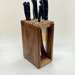 Universal Knife Block Stand - Handmade Walnut Wood Block Knife Organizer