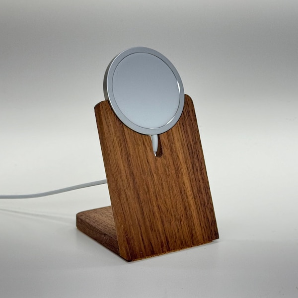 MagSafe iPhone Charging Stand - Handmade Wood Dock for MagSafe Devices iPhone Android