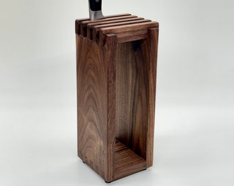 Walnut Knife Block, Universal Chef Knife Holder Stand Display Wood Handmade