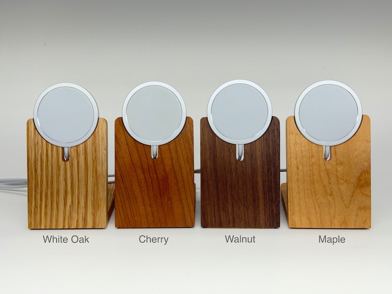 iPhone MagSafe Stand Display Phone Holder Wood Handmade Walnut Cherry Maple White Oak