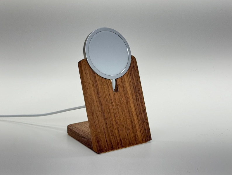 Walnut iPhone MagSafe Stand Display Phone Holder Wood Handmade