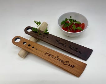 Wooden Spatula with Herb Stripper Cooking Tool - Ideal Gift for Chefs