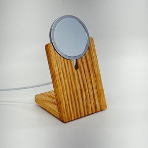 White Oak iPhone MagSafe Stand Display Phone Holder Wood Handmade