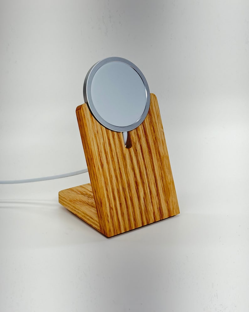 White Oak iPhone MagSafe Stand Display Phone Holder Wood Handmade