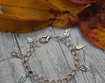 Dangling Leaf Charm Bracelet, Autumn Jewelry