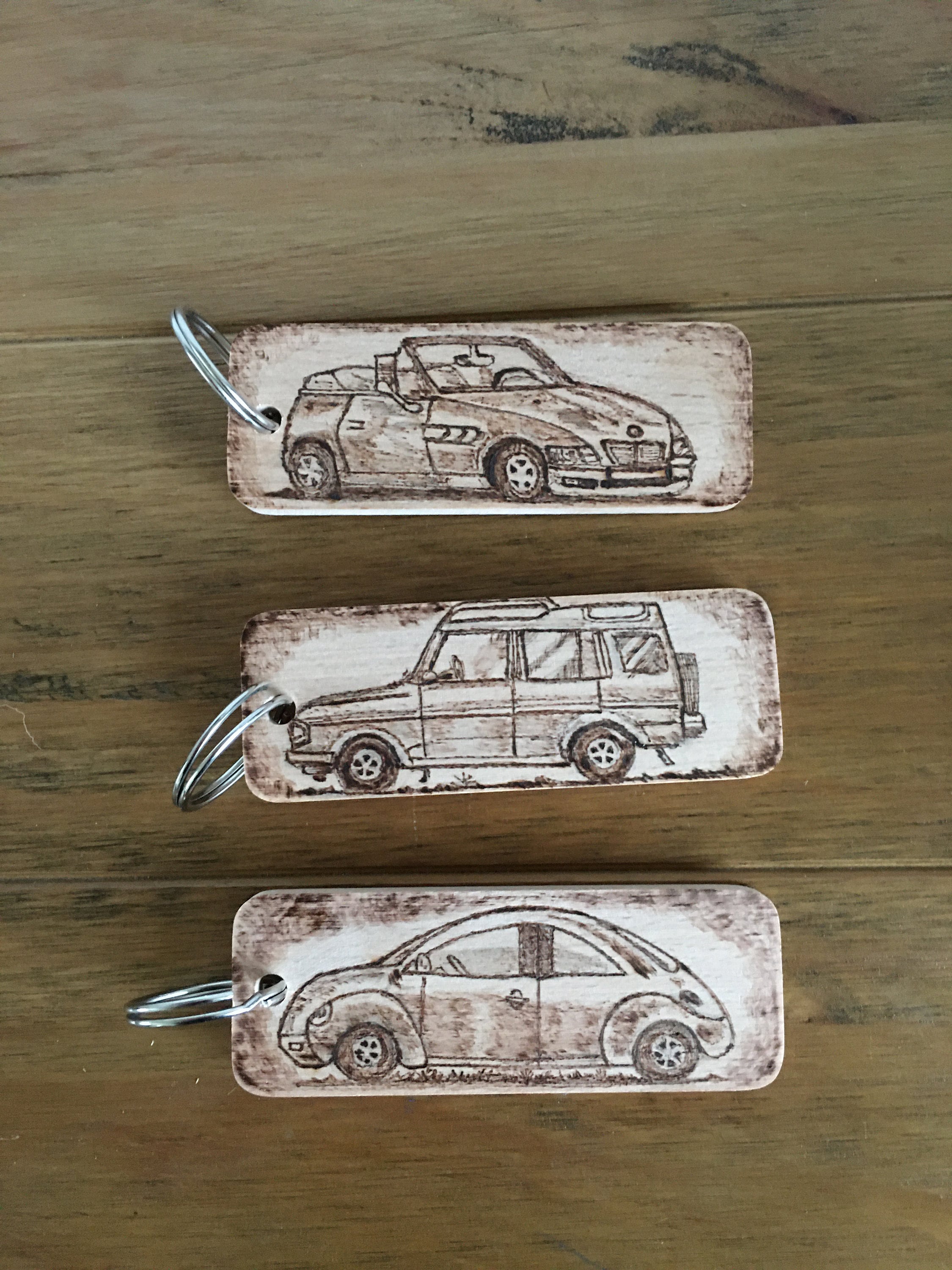Vintage wooden car key rings Etsy