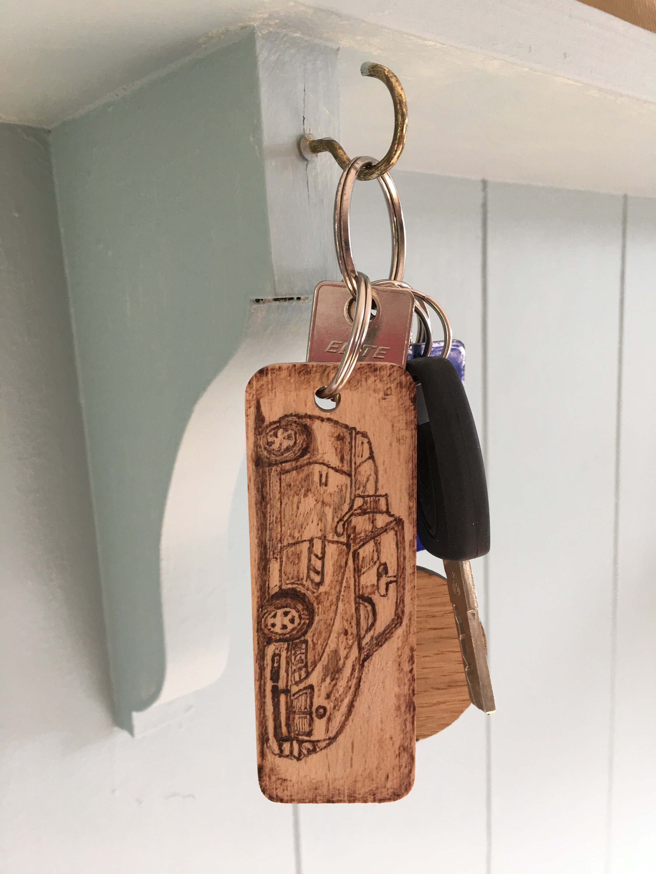 Vintage wooden car key rings Etsy