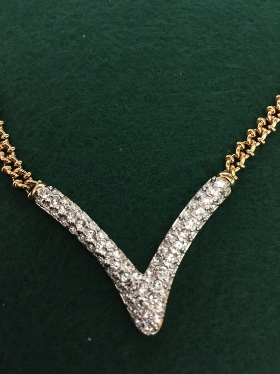 Vintage Swarovski Crystal Gold Tone Necklace - image 2