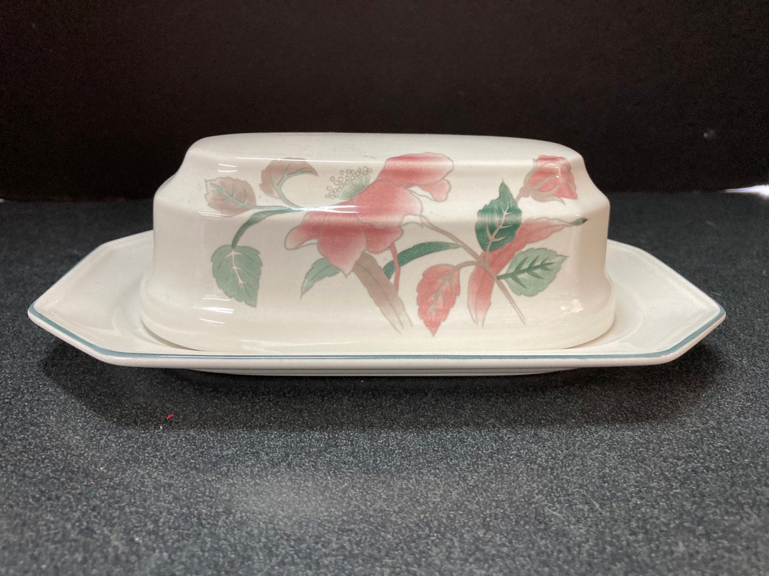 Mikasa Silk Flowers Covered Butter Dish Etsy