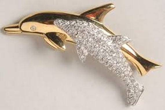 Swarovski Crystal 1991 Dolphin Brooch - image 3