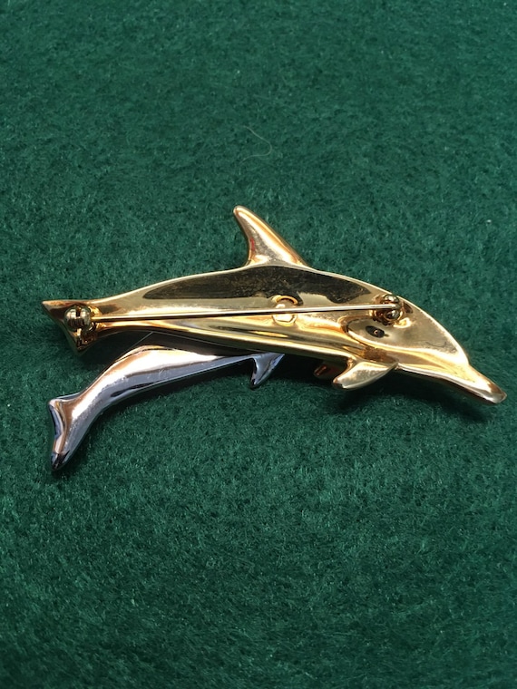 Swarovski Crystal 1991 Dolphin Brooch - image 2