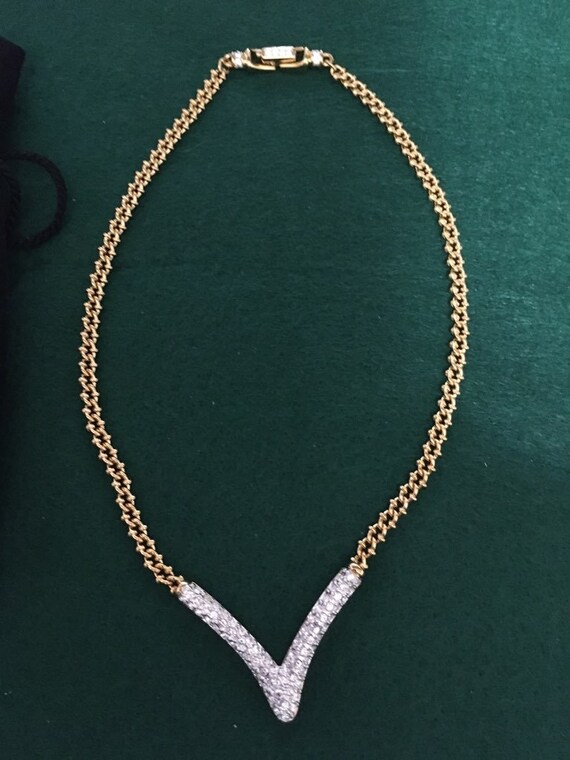 Vintage Swarovski Crystal Gold Tone Necklace - image 3