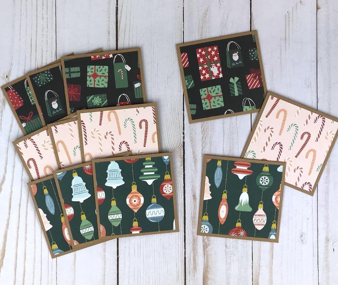 Mini Christmas Cards Set, Christmas Mini Cards, Gift Enclosure Cards