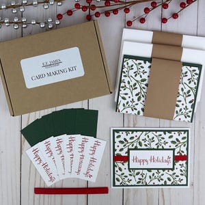 Happy Holidays Card Making Kit for Adults to DIY 6 Christmas Greeting Cards: Card Making Supplies Papercraft Kit for Easy DIY Holiday Crafts