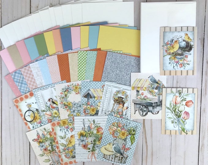 Spring Card Making Kit for Adults, Bird Note Card Kit DIY, Handmade ...
