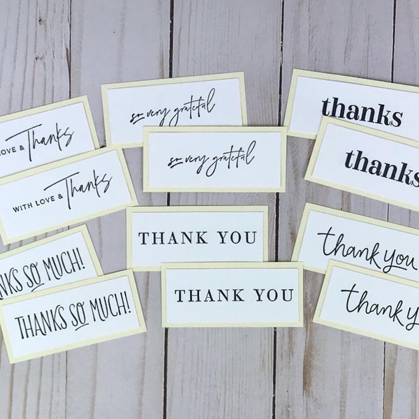 Sentiments for Cards, Thank You Card Making Supplies, Set of 12 with Adhesive, Cardmaking Supplies, Scrapbook Ephemera, Card Embellishments