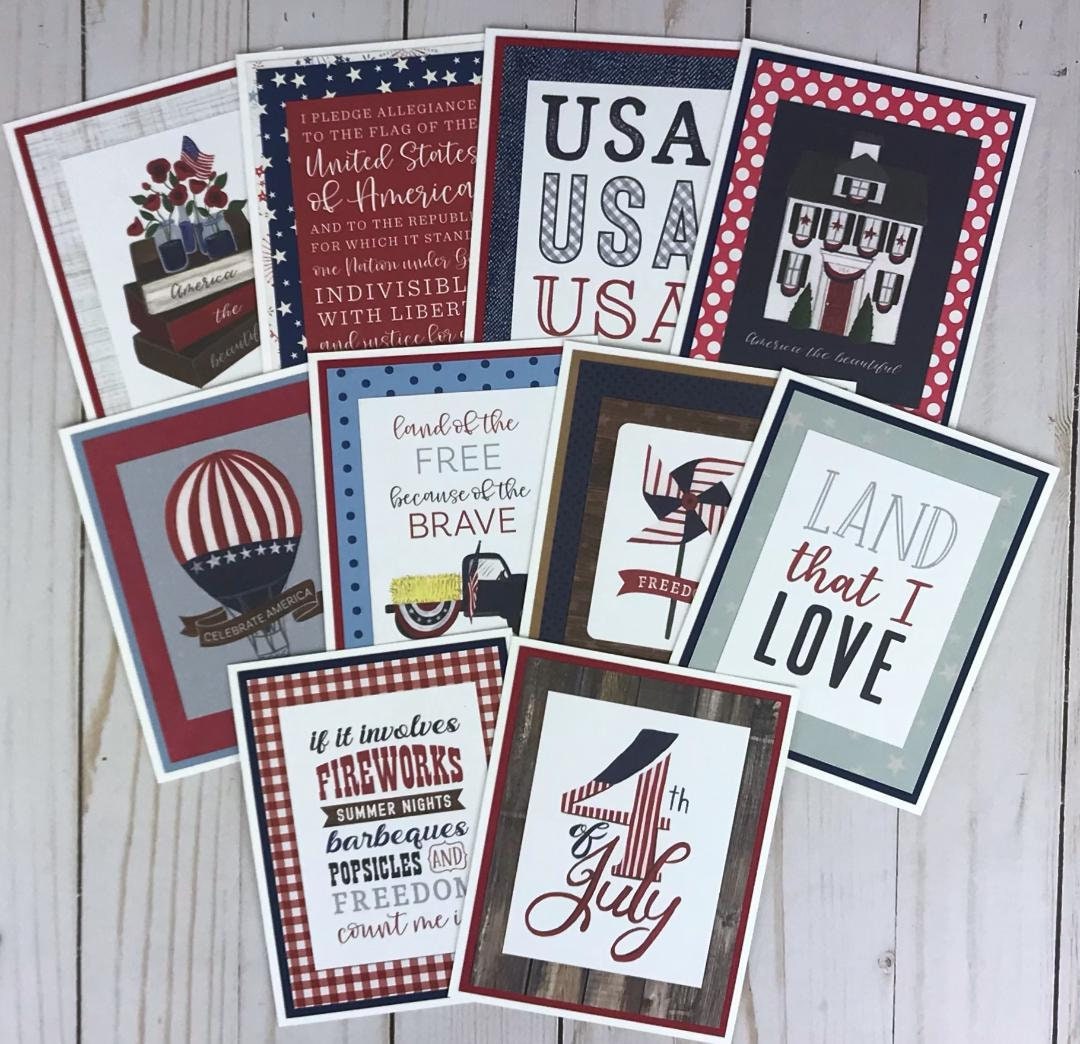 4th of July Card Set Patriotic Greeting Cards USA Cards Etsy