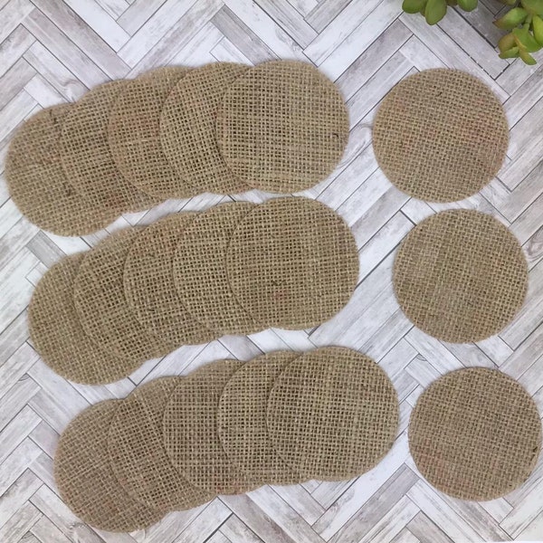 Circle Die Cuts for Journals, Burlap Circle Embellishment, Jute Decorations, Circles for Crafting, Scrapbook Die Cuts, Cut Out Shapes Fabric