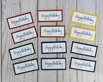 Juego de 12 tarjetas con mensajes de feliz cumpleaños y adhesivo, suministros para hacer tarjetas con diseño de arcoíris, artículos de scrapbooking y adornos de cumpleaños estampados.