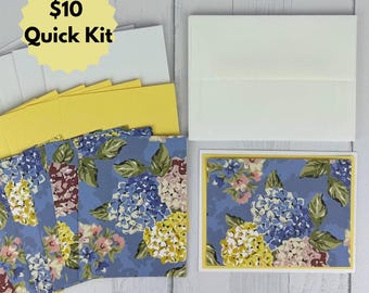 Hydrangea Flower Card Making Kit for Adults to DIY 6 Handmade A2 Cards, Floral Card Making Supplies Beginner Craft Kit to Make Your Own Card