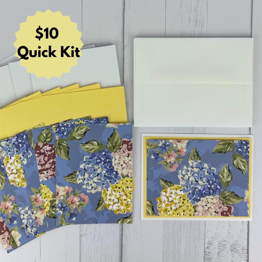 Hydrangea Flower Card Making Kit for Adults to DIY 6 Handmade A2 Cards ...