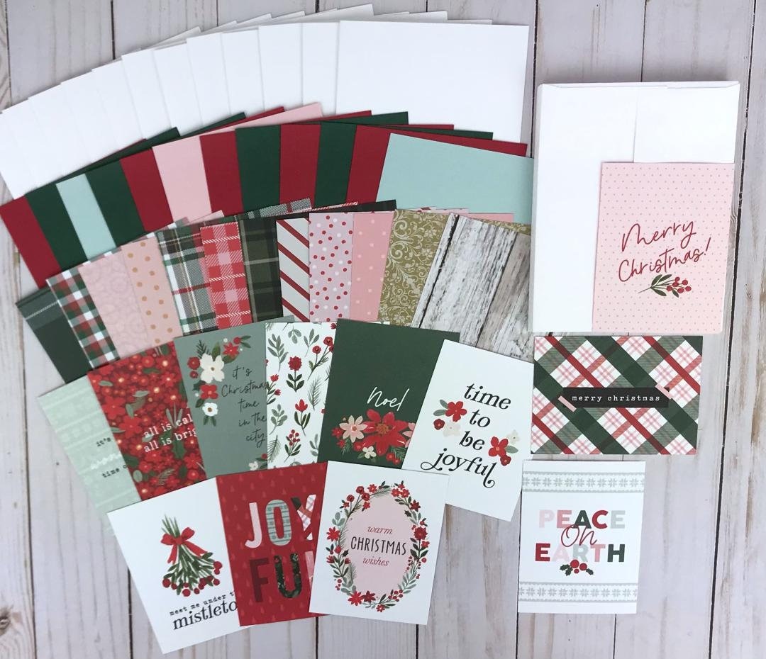 Christmas Card Making Kit for Adults, Pink Christmas Card Kit, Easy DIY