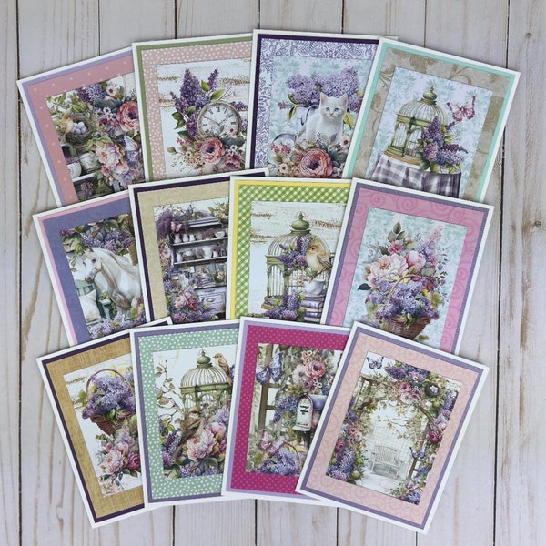 Lilac Card Set of 12, Spring Greeting Cards, Stationery Set for Women, Flower Card Set, Value Pack Cards, Just Because Cards, All Occasion