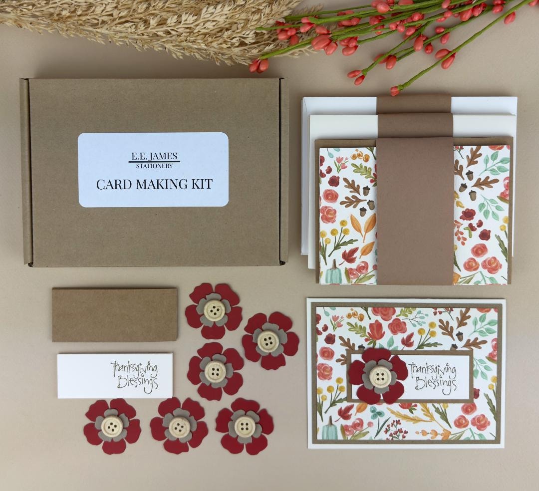 Thanksgiving Card Making Kit for Adults to DIY 6 Autumn Floral Greeting ...