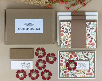 Thanksgiving Card Making Kit for Adults to DIY 6 Autumn Floral Greeting Cards, Fall Card Making Supplies Easy DIY Craft Kit for Beginners