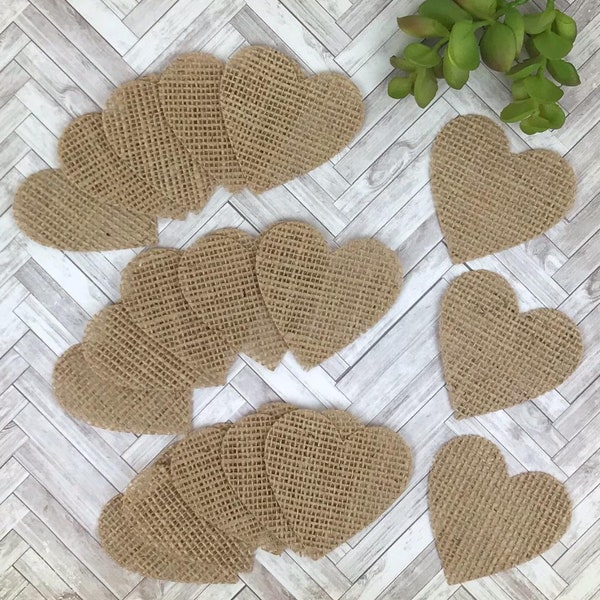 Burlap Hearts, Heart Die Cuts for Cards, Junk Journal Fabric Hearts, Burlap for Crafts, Jute Decorations, Primitive Hearts, Fabric Embellish