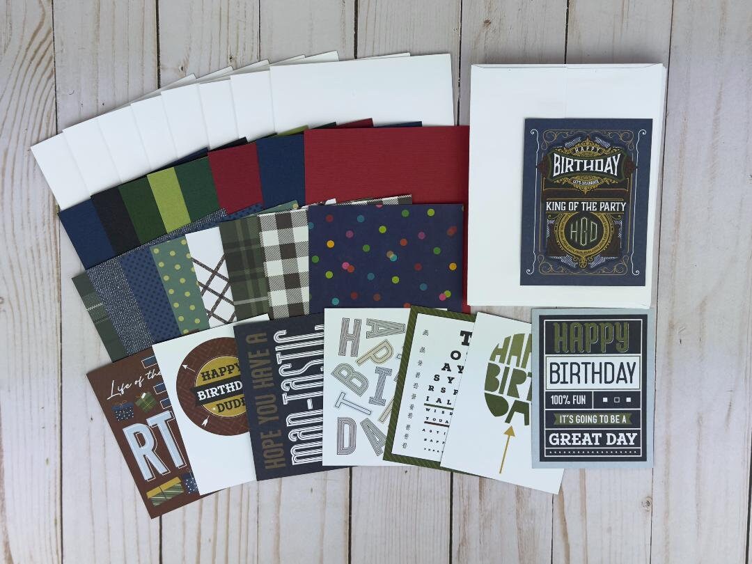 Masculine Birthday Card Making Kit, Make Your Own Cards, DIY Card Kit ...