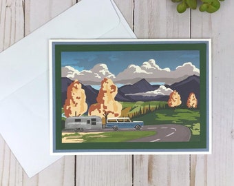 Retro Camper Card, Vacation Card, Camping Card, RV Card, Camping Gifts for Dad, Outdoor Lover Gifts, Camping Greeting Cards, Summer Cards