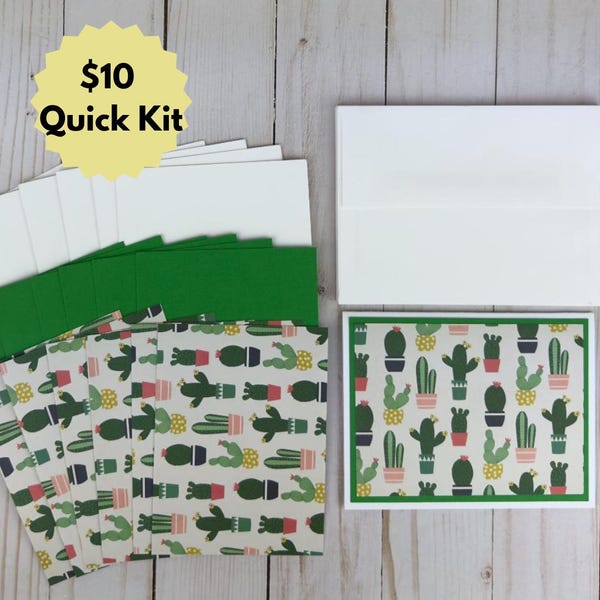 Kit para hacer tarjetas con suculentas para adultos, ideal para hacer tarjetas de felicitación DIY, kit de manualidades con suministros para hacer tarjetas y crear tus propias tarjetas de cactus para principiantes.