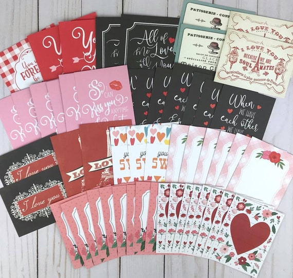 Valentine Card Making Supplies, Journal Cards, Paper Craft Supplies, Paper  Scraps, Ephemera Pack, Mixed Lot of Cardstock Pieces, Scrap Paper 
