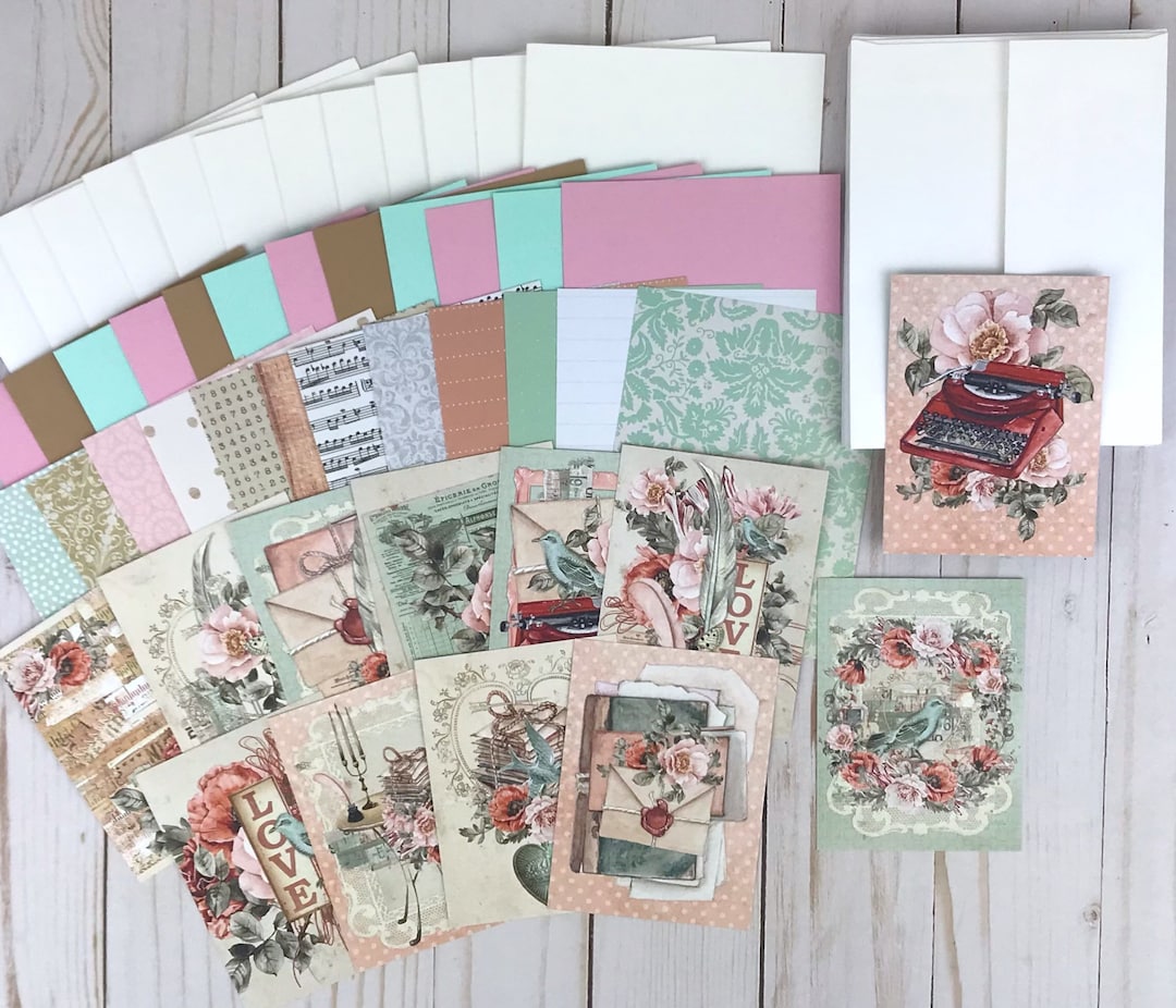 DIY Valentine Card Kit, Victorian Valentine Card Making Kit for Adults