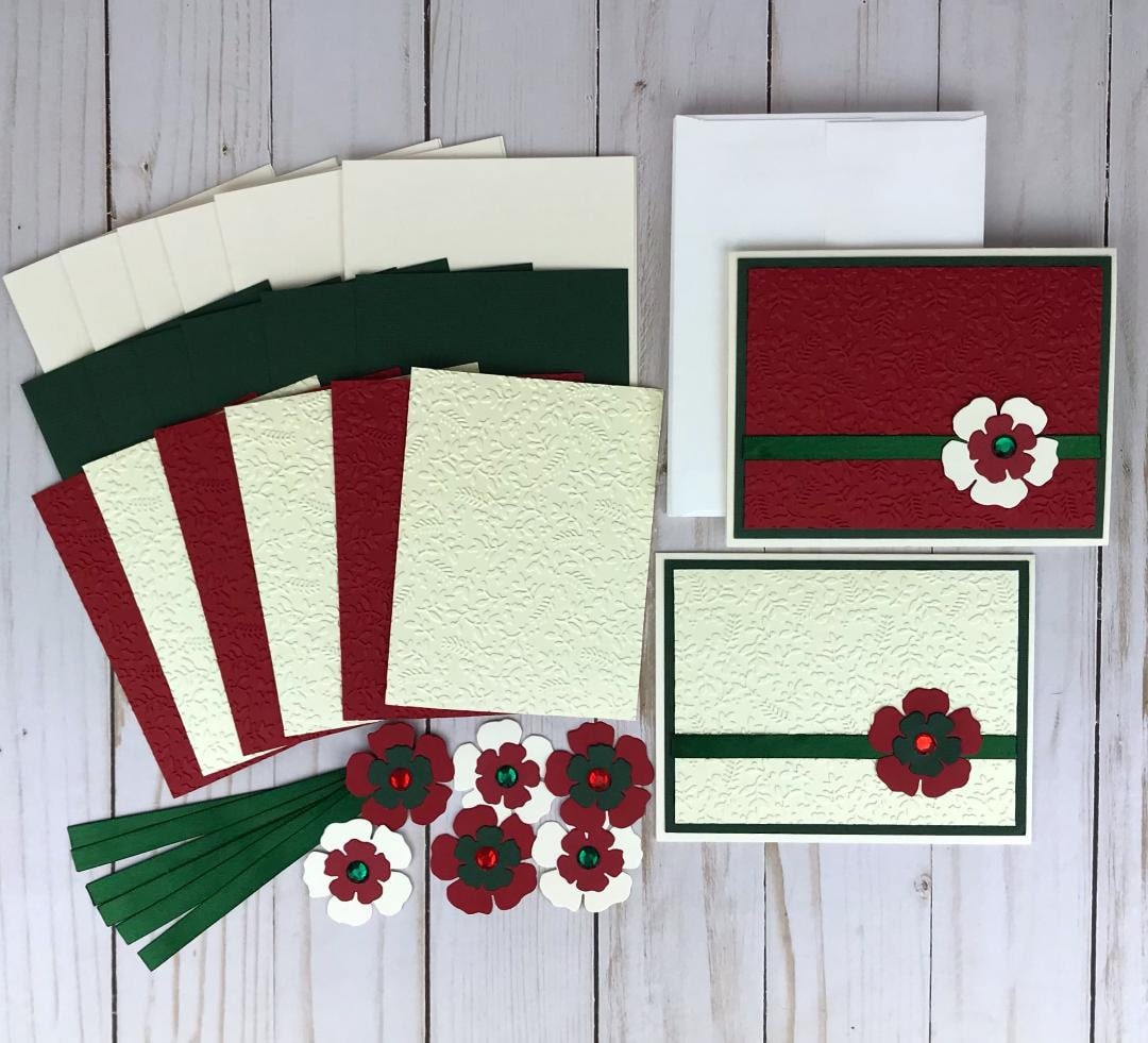 Holiday Card Kit, Floral Christmas Card Kit, Christmas Card Making Kit