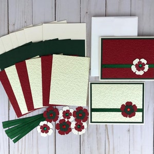 Floral Christmas Card Kit to DIY 6 Holiday Cards: Easy Handmade Card Kit to Make Your Own Christmas Cards, Beginner Papercraft Kit for Women