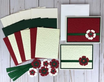 Floral Christmas Card Kit to DIY 6 Holiday Cards: Easy Handmade Card Kit to Make Your Own Christmas Cards, Beginner Papercraft Kit for Women