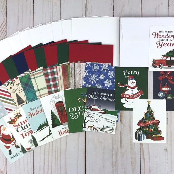 Christmas Card Kit, Retro Christmas Card Making Kit for Adults, Card Kits to Make, DIY Christmas Card Kit, Easy DIY Craft Beginner Craft Kit