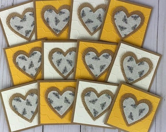 Mini Bee Gift Enclosure Cards with Envelopes, 3 Inch Tiny Cards and Envelopes for Bee Lovers, Small Bumbleebee Cards Summer Stationery Set