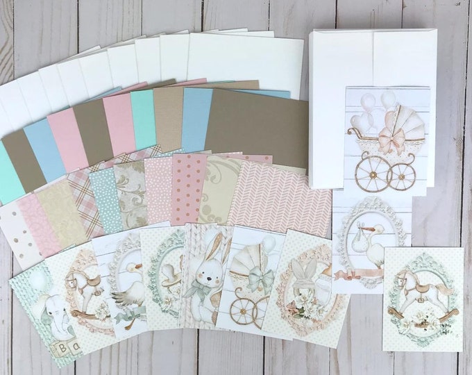 Baby Card Making Kit for Adults, Baby Shower Card Kit DIY, Handmade ...