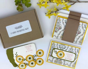 Thank You Card Making Kit for Adults to DIY 6 Floral Greeting Cards, Easy DIY Card Making Supplies to Make Your Own Cards for Beginners