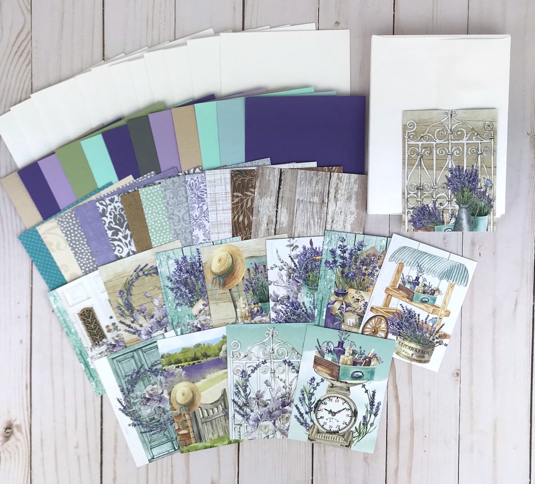 Handmade Card Kit, Lavender Card Making Kit for Adults, Easy DIY Craft
