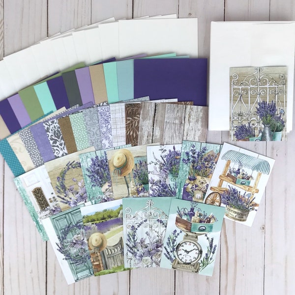 Handmade Card Kit, Lavender Card Making Kit for Adults, Easy DIY Craft Kit, Crafts for Elderly, Card Making Supplies, Cardmaking Kit for Her